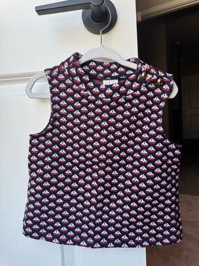 Janie and Jack Navy Knit Top with Red and White Sailboat Motif
